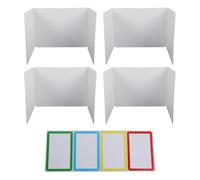Baxnore Shields de confidentialité en plastique pliable, 4pcs Installation de cartes de diviseurs de bureau, panneaux de partition de classe pour tester les espaces d'étude de la b