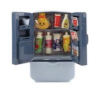 Baxnore Simulation de réfrigérateur Intelligent à Double Porte, Ensemble de Jouets de Cuisine, Maison avec lumières et Sons pour Faire Semblant de Cuisiner, 12 x 6 x 18,8 cm, plast (Bleue)
