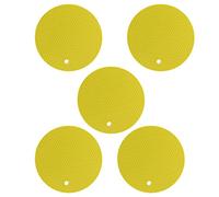 Baxnore Tapis de Dessous de Plat en Silicone, Supports de casseroles Ronds antidérapants, protecteurs de comptoir de Cuisine Polyvalents pour Plats Chauds, Lot de 5 (Jaune)