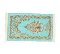 Baxnore Tapis de prière brodé Double Couche en Polyester Doux antidérapant pour pèlerinage Musulman, méditation, décoration d'intérieur, Salon 110 x 70 cm (Bleu)