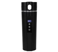 Baxnore Tasse de Voyage chauffante électrique 450ml, contrôle Intelligent de la température, Tasse de Voiture à Faible Bruit pour Voyage Camping, Acier Inoxydable ABS Noir