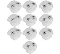 Baxnore Toiles d'araignées Toile d'araignée Décorations d'halloween 10 Sacs Toiles d'araignées artificielles Extensibles réalistes avec 20 Fausses araignées pour Accessoires effray (Blanc + 2