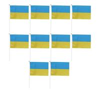Baxnore Ukraine Handheld Flags Polyester Fade Résistant Mini Lightweight Ukrainian National Stick Flags for Sporting Events Festivals 10 Pack 11.0 11.8x7.9in