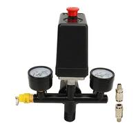 Baxnore Valve de commande de pressostat de compresseur d'air de qualité supérieure, connecteur rapide 3 en 1 avec baromètre pour utilisation en atelier industriel, alliage de zinc,