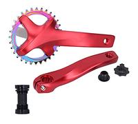 Baxnore ZK22 Mountain Bike Crankset 32T Bras de manivelle à vitesses à vitesse avec support de fond en alliage en aluminium léger durable pour la réparation et la mise à niveau du (Rouge)