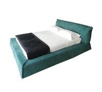 BAXTER lit double PARIS avec sommier 160x200 cm [DERNIÈRE PIÈCE] (Lagoon, pieds en hêtre teinté noyer - Cat. A Cuir Nabuck)