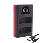 Baxxtar 18802 Chargeur pour Batterie BLS-5 BLS-50 BLS-1 - Compatible avec Olympus Om-System - Mini Chargeur Dual LCD - Alimentation Via USB-C ou Micro-USB
