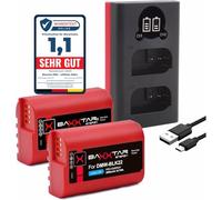 Baxxtar 2X Batterie DMW-BLK22 2600 mAh + Chargeur Double USB-C | Remplace Panasonic DMW-BLK22 - pour Lumix DC-S5, S5II, S5IIX, G9, GH5, GH5 II, GH5S, GH6, GH7
