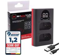 Baxxtar DMW-BLK22 E Chargeur de batterie 98862 - Mini double LCD - Entrée USB-C et MicroUSB - Pour Lumix DC S5 GH5 GH6 GH7 G9 S9