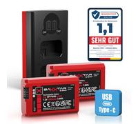 Baxxtar Kit 2X NP-FW50 Batterie 1080mAh & Chargeur 18592 USB-C Dual LCD | Compatible avec Alpha 7 7R 7II 7S A5000 A6000 A6300 A6400 A6500 ZV-E10 DSC RX10 Mark I-IV RX1R III DSC-RX1RM3