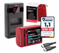 Baxxtar MaxProtect BLX-1 Batterie (2400mAh capteur NTC & boîtier de Protection) avec Chargeur PD-Performance USB-C (1500mA) Compatible avec Olympus Om-1 OM1 Om-3 OM3 BLX1 BL-X1 BL X1 BLX 1