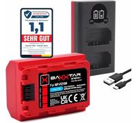 Baxxtar NP-FZ100 Batterie (2600mAh / Génération IV) également Compatible avec Sony FX30 Alpha 6700 7-IV 7c-II 7CR 7R-IV 7R-V ZV-E1 (avec Mini LCD Dual - entrée USB-C/MicroUSB)