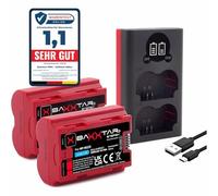 Baxxtar NP-W235 2400mAh Batterie 2X - avec capteur NTC Actif - Mini 18882 USB Dual LCD Chargeur - Compatible avec Fuji Fujifilm GFX50s II GFX-100S GFX-100 II X-H2 X-H2S X-S20 X-T4 X-T5
