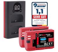 Baxxtar Pro LP-E6 Lot de 2 Batteries avec Double Chargeur LCD Baxxtar Mini 1854 (entrée USB-C et Micro USB)