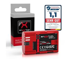 Baxxtar Pro LP-E6NH Batterie Rechargeable 2600mAh Compatible avec Canon EOS R5 R6 R6II R7 5D Mark II III 5DS 6D 7D 60D 70D 80D 90D WFT-E5 WFT-E7 XC10 XC15 LPE6NH LP-E6