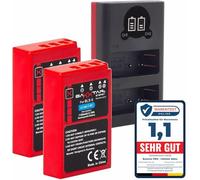 Baxxtar Set 2X BLS-5 1100mAh + Chargeur Dual LCD USB - Remplacement pour Olympus BLS-5 / BLS-50 - pour Om-D E-M10 Mark II III IV, Pen E-PL1 à E-PL6 - prêt à l'emploi