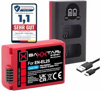 Baxxtar Set - EN-EL25 Batterie 1350mAh avec Chargeur 19112 USB-C Dual LCD | Compatible avec Nikon EN-EL25a, Z30, Z50 II, Z50II, Z FC, ZFC, avec câble USB