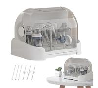 BaЬy Bottle Storage Box - 31.5x25.5x25cm Égouttoir Biberon | Organiseur PP ABS avec Couvercle Bac Égouttage Amovible - Anti Poussière | 6 Supports Drain | Allaitement, Pièces Tire Lait, Cuisine,