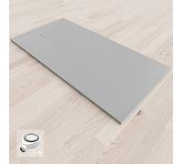 BAYA Receveur de douche extra-plat aspect pierre ardoise Gris 70 x 140 cm + bonde