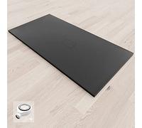 BAYA Receveur de douche extra-plat aspect pierre ardoise Noir 100 x 160 cm + bonde