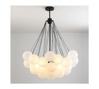 BayDe Lampe suspendue moderne en forme de Globe en verre dépoli, luminaire décoratif d'intérieur, idéal Compatible with une salle à manger ou un salon, cm, noir et or ，lustre salle à manger