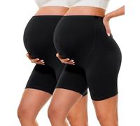 BAYDI Creamlush Pantalon de grossesse court respirant avec taille réglable pour yoga, pilates, maison, pyjama, Lot de 2 - Noir, M