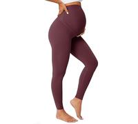 BAYDI Nudi Legging de grossesse opaque taille haute pour femme enceinte, Couleur grenade, M