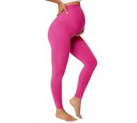 BAYDI Nudi Legging de grossesse opaque taille haute pour femme enceinte, Rose vif, M