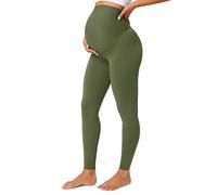 BAYDI Nudi Legging de grossesse opaque taille haute pour femme enceinte, Vert et gris., M