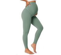BAYDI Nudi Legging de grossesse opaque taille haute pour femme enceinte, Vert minéral., M