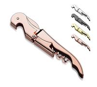 Baydie Home Tire-bouchon classique tout-en-un en acier inoxydable avec coupe-capsule,tire-bouchon à double charnière pour bière,bar,restaurant,serveur-Or rose