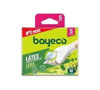 Bayeco - Gants à usage unique en latex - Couleur blanche - Ambidextre - Adaptés au contact alimentaire - Sensibilité maximale - Pack distributeur de 30 unités - Taille S