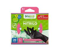 Bayeco - Gants à usage unique en nitrile - Couleur noire - Ambidextres - Doigts texturés pour une meilleure prise en main - Finition bordure enroulée - Pack distributeur de 20 unités - Taille S