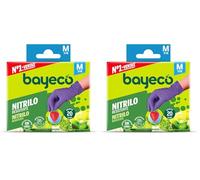Bayeco - Gants nitrile à usage unique - Couleur violet - Ambidextres - Sans poussière ni latex - Doigts texturés pour une meilleure prise en main - Pack distributeur de 20 unités - Taille M (Lot de 2)