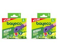 Bayeco - Gants nitrile à usage unique - Violet - Ambidextre - Sans poudre ni latex - Doigts texturés pour une meilleure prise en main - Pack distributeur de 20 unités - Taille L (Lot de 2)