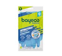 Bayeco - Gants réutilisables Protect anti-bactériens - Protection supplémentaire pour nettoyer votre salle de bain - Couleur bleue - Intérieur floqué pour moins de transpiration et de confort - 1