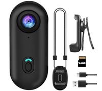 Bayehngs Mini caméra d'action pouce, petite portable, vlogging POV mains libres pour casque vélo, moto (ensemble simple 64 Go)