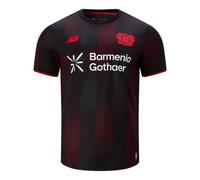 Bayer 04 Leverkusen Homme New Balance Home Short Sleeve Jersey en Noir/Rouge, Polyester, Taille M