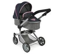 Bayer Chic 2000-59526 - Poussette pour poupée Mika, 2 en 1 pour Enfants de 4 à 8 Ans, Melange Gris Marine, 47 à 80 cm