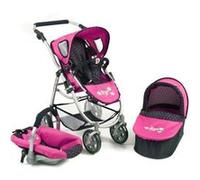 Bayer Chic 2000 637 12 La poussette pour poupées, combinée 3 en 1 EMOTION ""ALL IN"" - Marine et rose à pois Rose G
