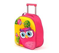 Bayer Chic 2000 - Bouncie Valise à roulettes pour Enfant Motif Hibou 3D Jaune/Rose, Jaune, 40 cm, Bagage pour Enfants