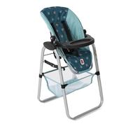 Bayer Chic 2000® Chaise Haute pour poupée - Étoiles turquoises - Réglable et Pliable - Porte-Bagages et Filet à Bagages - Poupée jusqu'à 50 cm - Accessoire pour poupée de 3 à 8 Ans