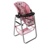 Bayer Chic 2000® Chaise Haute pour poupée - Flowers Rose - Réglable & Pliable - Porte-Dos & Filet à Bagages - Poupées jusqu'à 50 cm - Accessoires Poupée 3-8 J