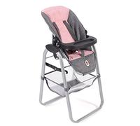 Bayer Chic 2000 - Chaise Haute pour poupée, Meubles de poupée, Accessoires de poupée, mélange de Gris, Rose