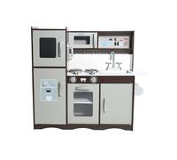Bayer Chic 2000® Cuisine en Bois pour Enfants - Cuisine de Jeu avec congélateur, Four et Plus - Favorise la créativité et l'imagination - À partir de 3 Ans - Marron/argenté