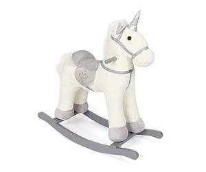 Bayer Chic 2000 Licorne à Bascule, Hauteur de la Selle 46 cm, Animal à Bascule, Joli Cheval à Bascule en Peluche, Beige-Gris