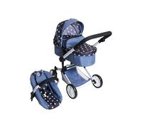 Bayer Chic 2000 Linus Poussette de poupée combinée 3 en 1 - Étoiles Bleu Marine - Pliable, poignée réglable en Hauteur 47-78 cm, avec siège Auto - Poupées jusqu'à 52 cm, 4-8 Ans
