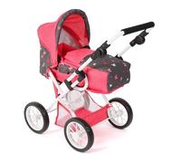 Bayer Chic 2000 Poussette combinée 3 en 1 Leni - Butterfly Corail - Pliable, poignée réglable en Hauteur 43-67 cm, Sac de Transport - poupées jusqu'à 46 cm, à partir de 3 Ans