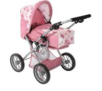 Bayer Chic 2000® Poussette combinée 3 en 1 Leni - Fleurs Roses - Pliable - Poignée réglable en Hauteur 43-67 cm - Sac de Transport - Poupées jusqu'à 46 cm - À partir de 3 Ans