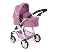 Bayer Chic 2000 - Poussette Combinée Nele 2 en 1 pour Poupées jusqu'à 50 cm, pour Enfants de 3 à 8 Ans, avec Nacelle Convertible, Rose Jean